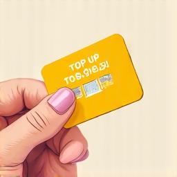 An illustration of a hand holding a prepaid top-up card.